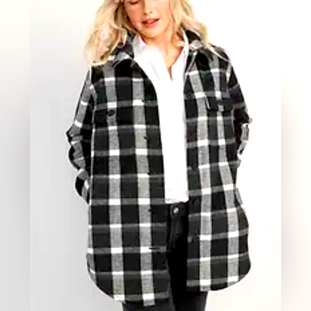 Old Navy B&W Plaid Shacket